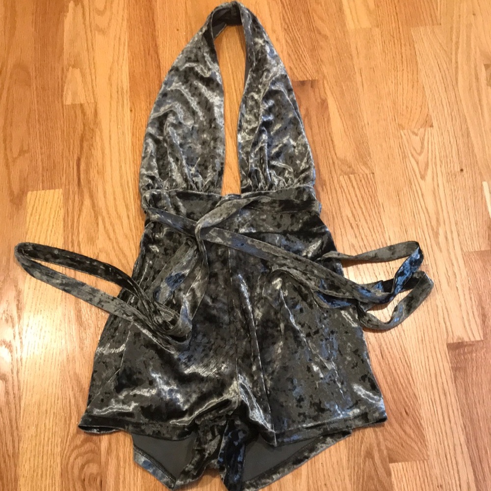 Velvet halter romper